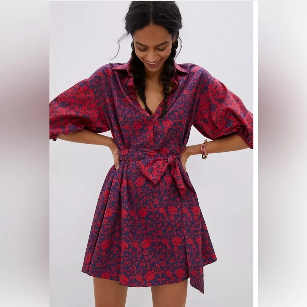 Anthropologie Sachi & Babi Nightingale Mini Dress Size Small❤️💙 - Picture 1 of 8